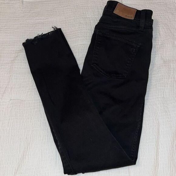 MADEWELL High Riser Skinny Skinny Raw Hem Black Jean - Picture 6 of 7